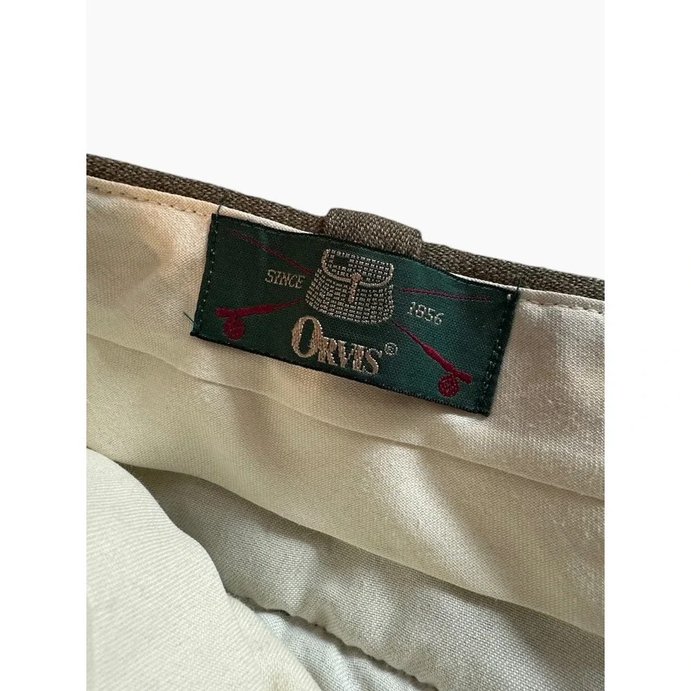 Orvis Pleated Wool Trousers Mens 40 x 29 Olive Green Made in USA Cuffed EUC